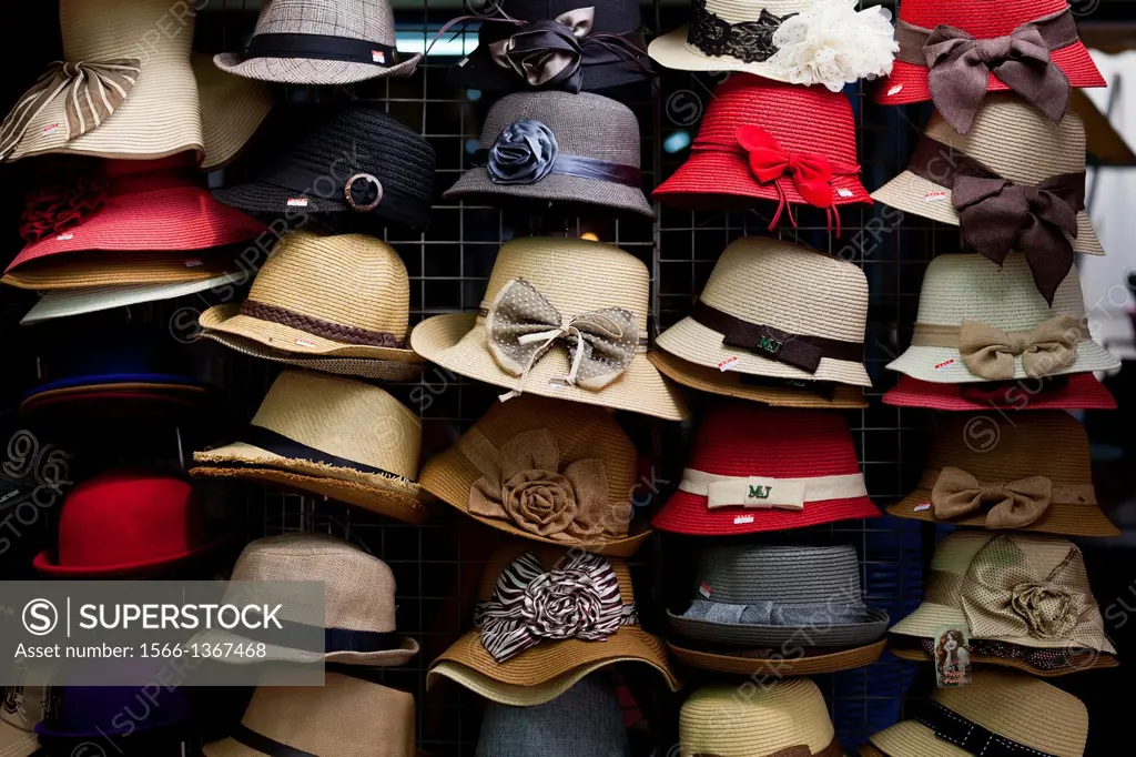 Colourful Hats on the Chatuchak Market in Bangkok.