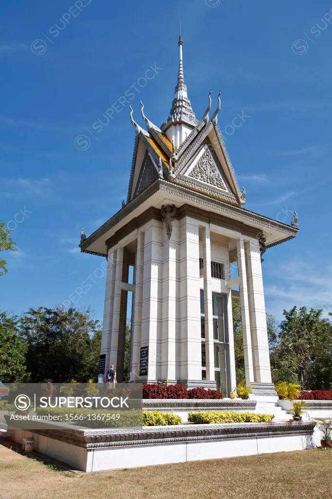 Memorial Building on the Killing Fields in Cambodia, Cambodia.