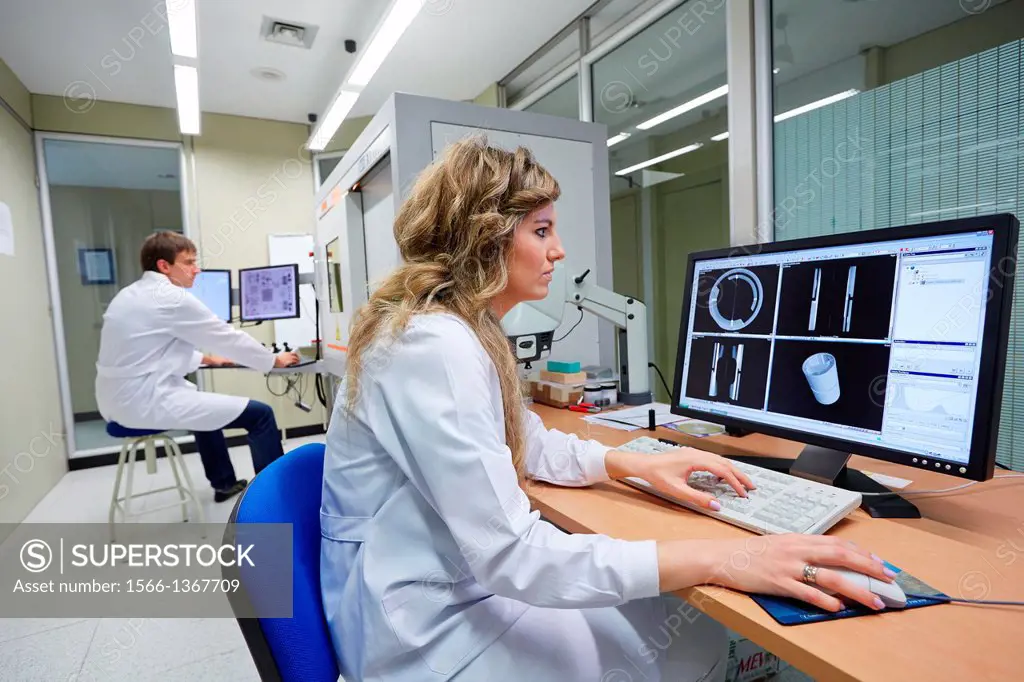 XTH 225. Computed tomography system. Industrial X-ray. Technicians inspect the internal structure and porosity of the material of a component. Innovat...
