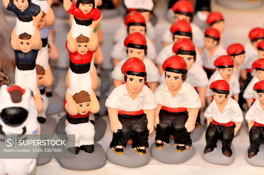 Caganers, typical Catalan figures for Christmas decoration, Barcelona, Catalonia, Spain