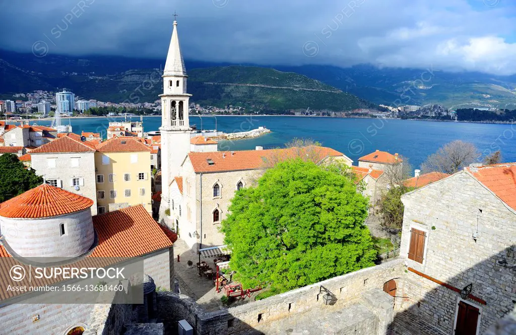 View of Budva old town from citadel, Montenegro.