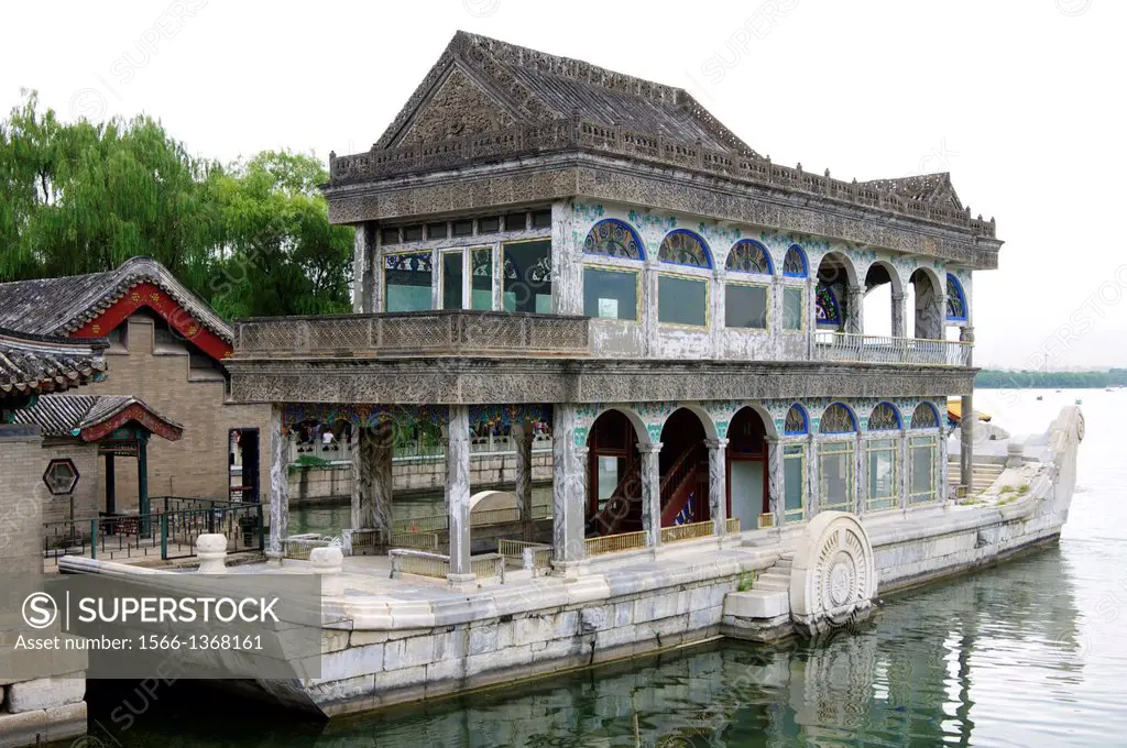 Clear and Peaceful Boat, Marble Boat, Yiheyuan Summer Palace, Beijing, China.