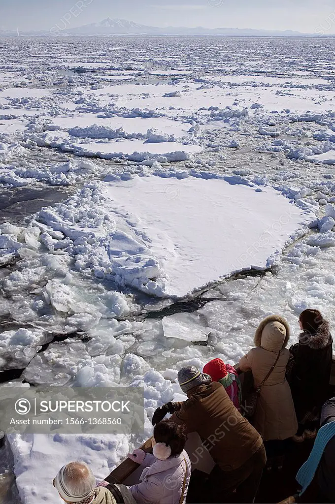 Frozen sea from sightseeing icebreaker, Aurora ship 1,Abashiri, Hokkaido,Japan.