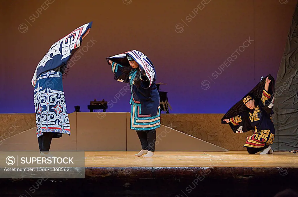 performance in Ainu Kotan Museum,Akankohan,Akan National Park,Hokkaido,Japan.