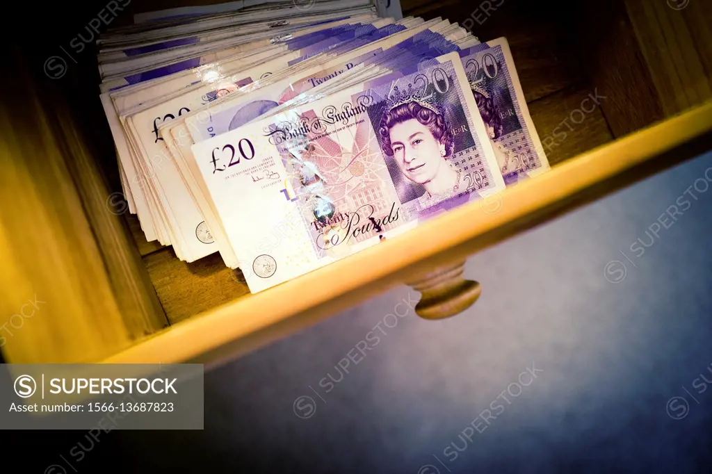 Sterling pounds in drawer