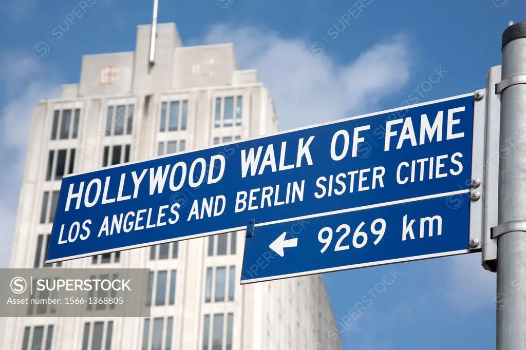 Hollywood Walk of Fame Sign and Beisheim Centre Building, Potsdamer Platz, Berlin, Germany, Facade.