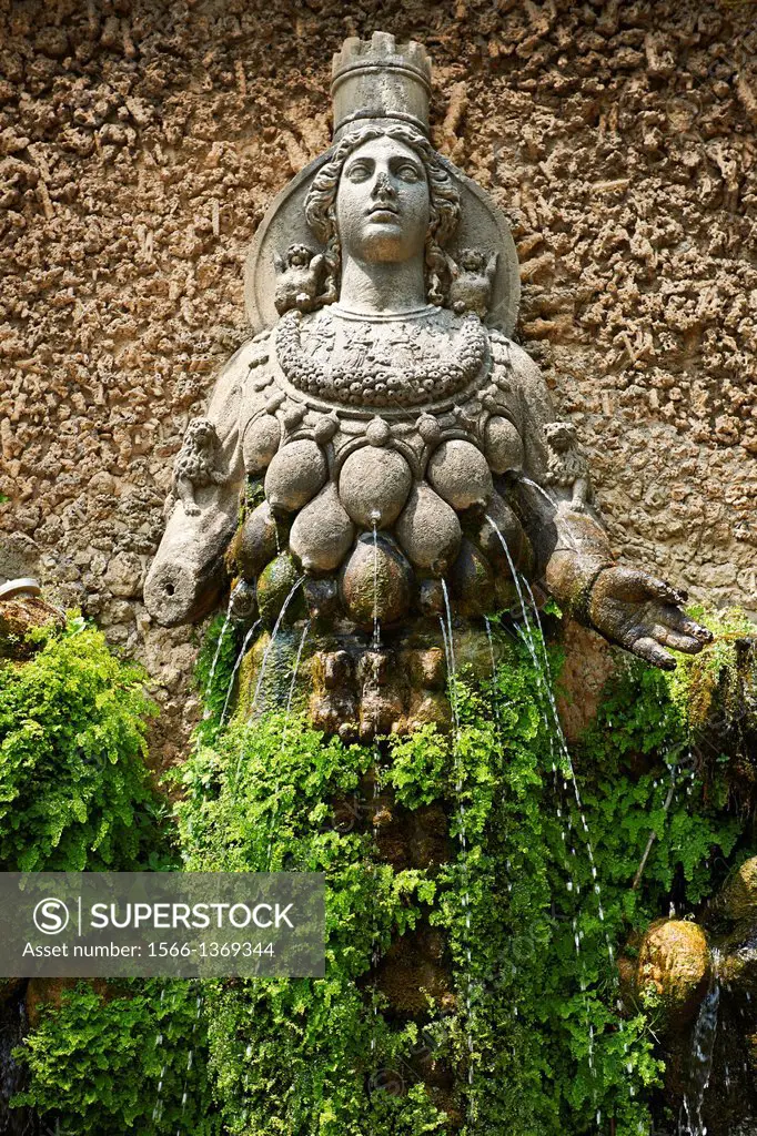 The fountain of Aphrodite of Ephesus, Villa d'Este gardens, Tivoli.