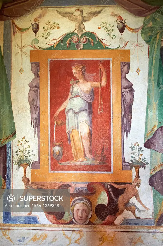 Room of Glory (Stanza della Gloria ). The Renaissance paintings by Federico Zuccari can be dated to 1566-68. . Villa d'Este, Tivoli, Italy. A UNESCO W...