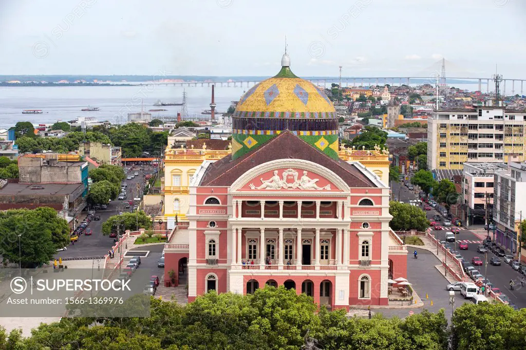 Brazil, Amazonas state , Manaus, Praca Sao Sebastiao, Amazonas theater.