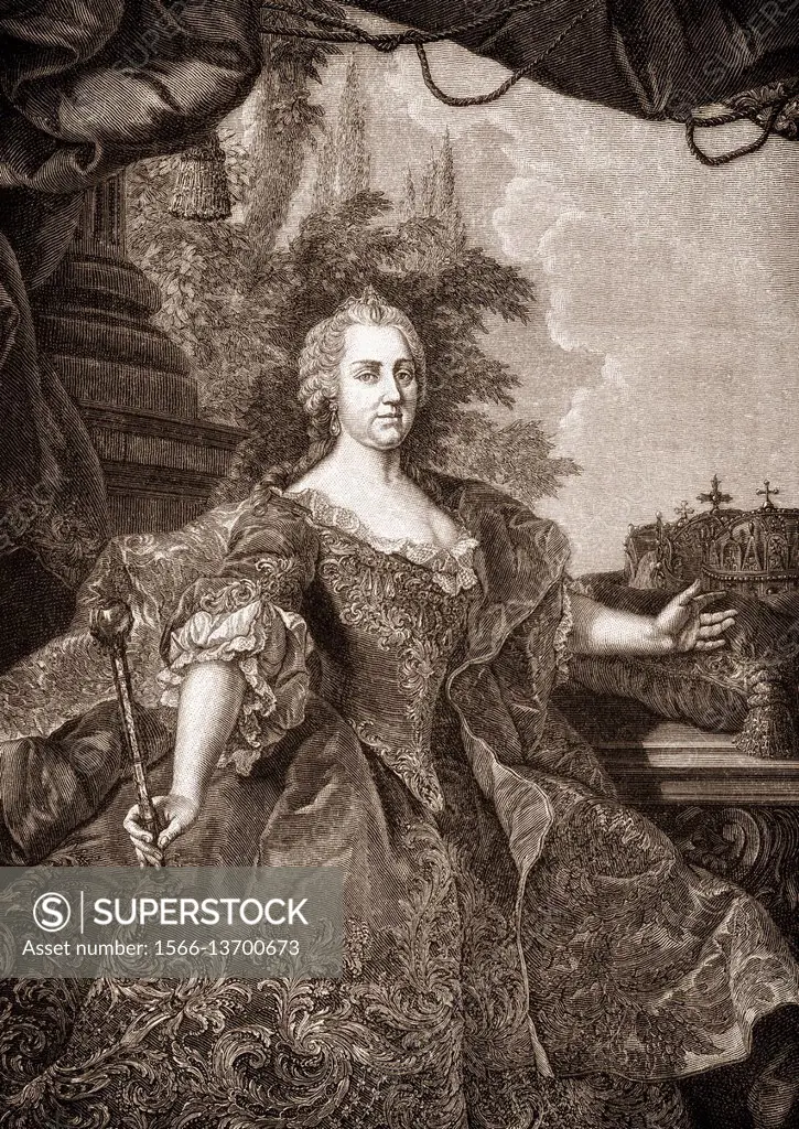 Maria Theresa of Austria, 1717 - 1780, Archduchess of Austria and Queen of Hungary, Croatia and Bohemia.