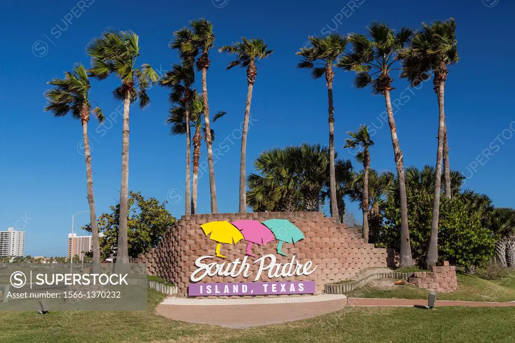 The sign at the entrance to South Padre Island, Texas, USA
