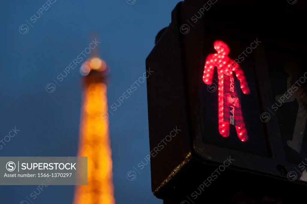 Eiffel Tower lights, Paris, France.