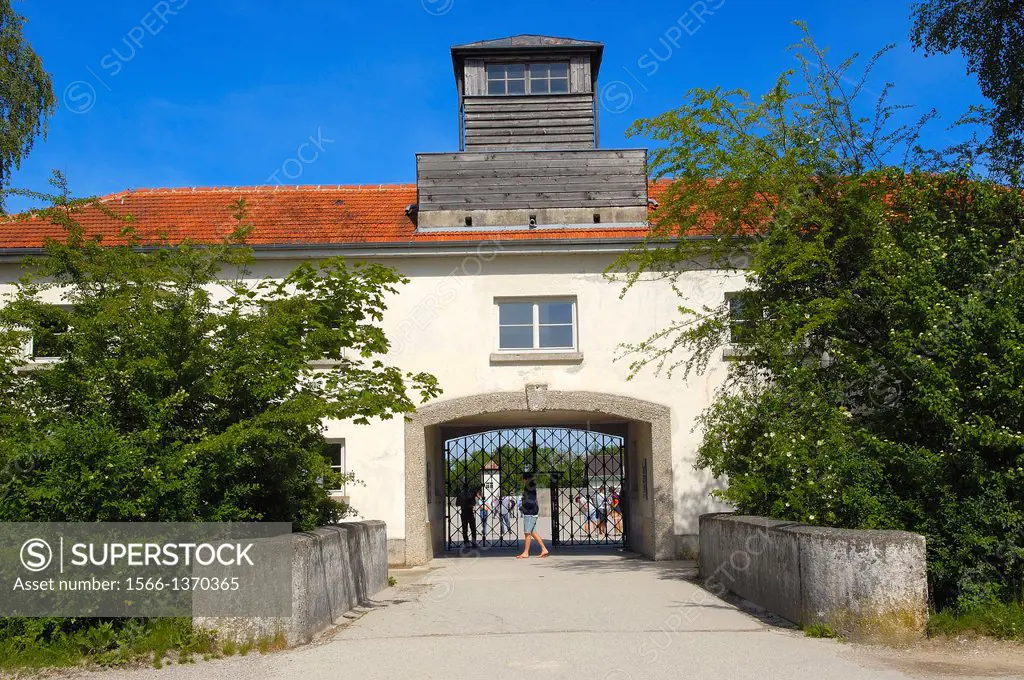 Dachau, Near Munich, Concentration Camp, Memorial Site, Main gate, Bavaria, Germany, Europe.