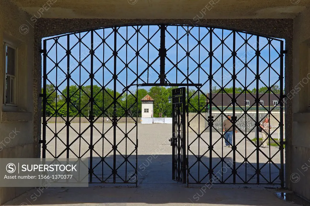 Dachau, Near Munich, Concentration Camp, Memorial Site, Main gate, Bavaria, Germany, Europe.