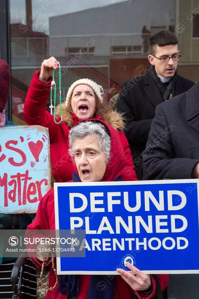 Detroit, Michigan USA - 11 February 2017 - Supporters of Planned Parenthood far outnumbered opponents as both sides rallied outside Planned Parenthood...