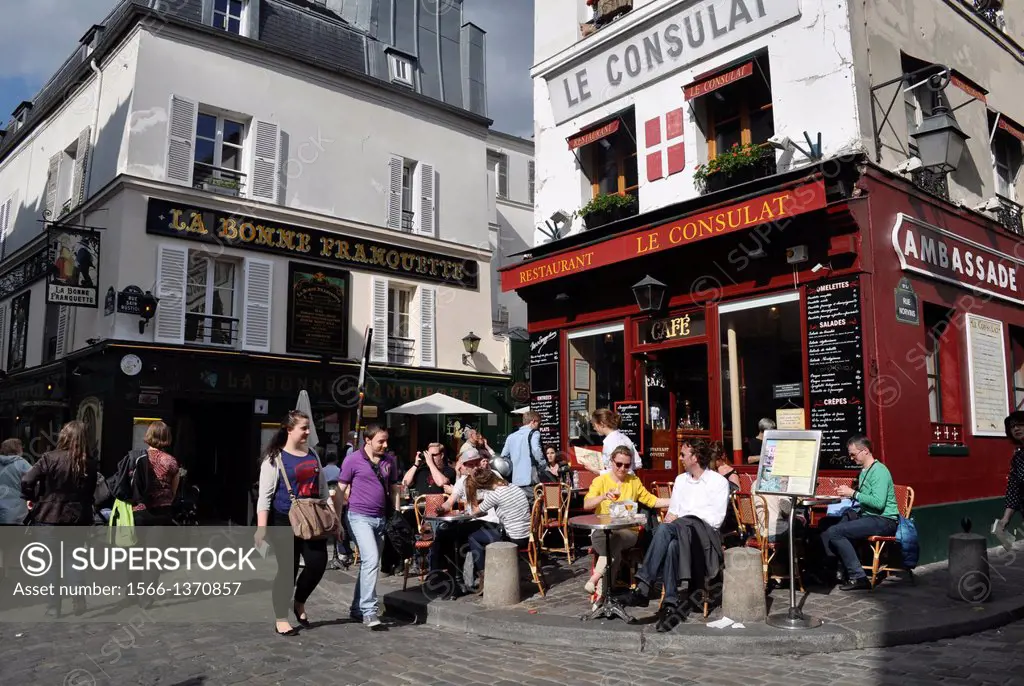 Paris, France, tourists in Place du Tertre, Montmartre