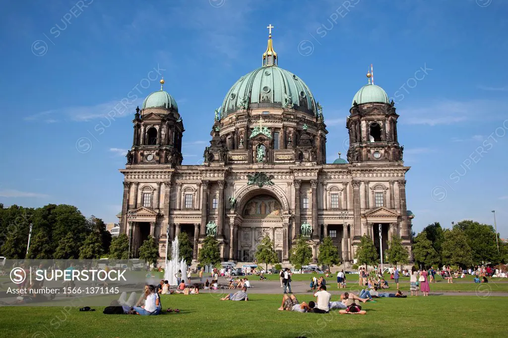 Berliner Dom Cathedral Church Dome and Lustgarten Park; Berlin; Germany.
