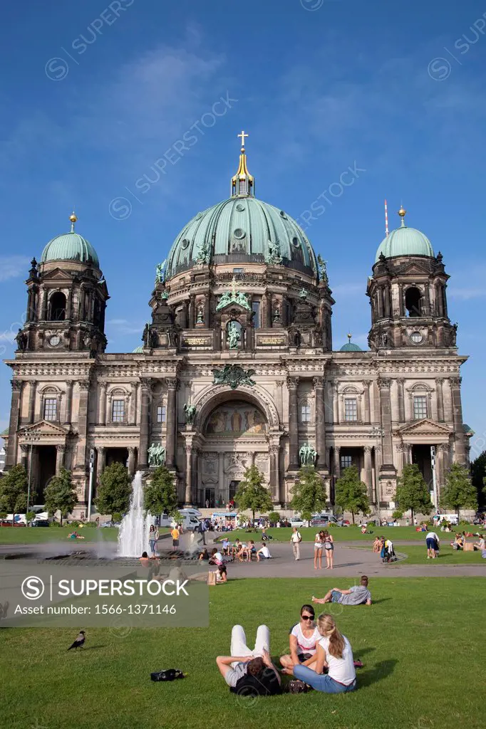 Berliner Dom Cathedral Church Dome and Lustgarten Park; Berlin; Germany.