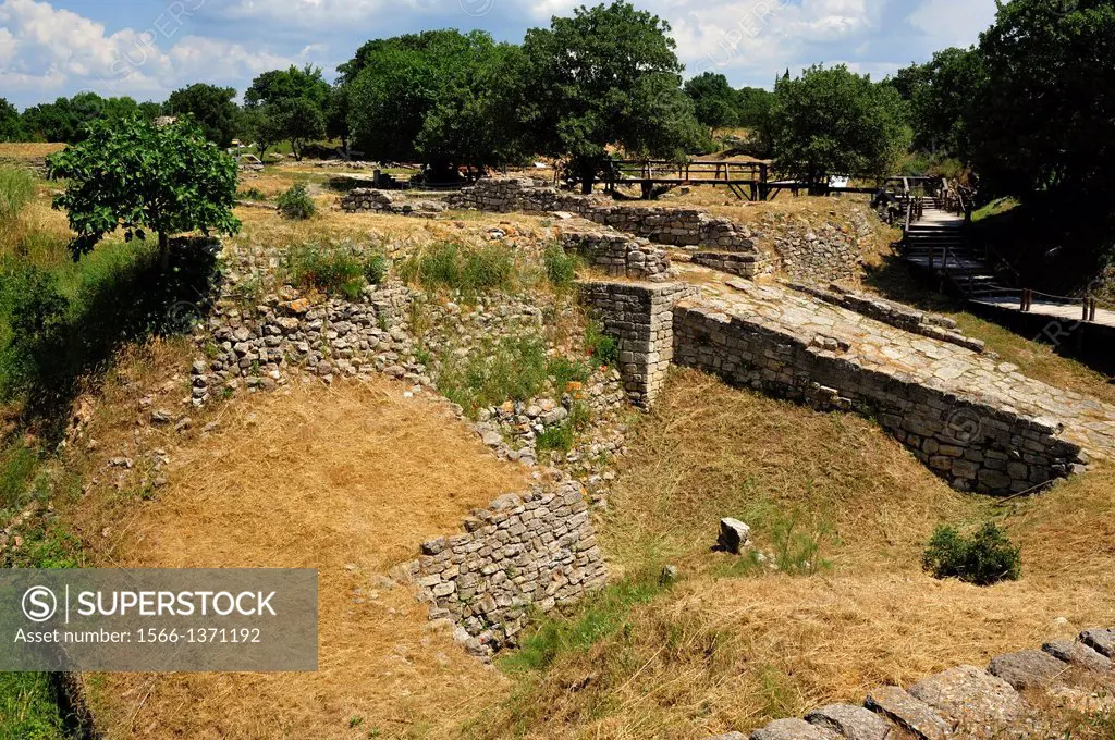 The Ramp at Troy II Citadel, 2600-2250 BC, Troy HIstoric Site, Biga Peninsula, Turkey.