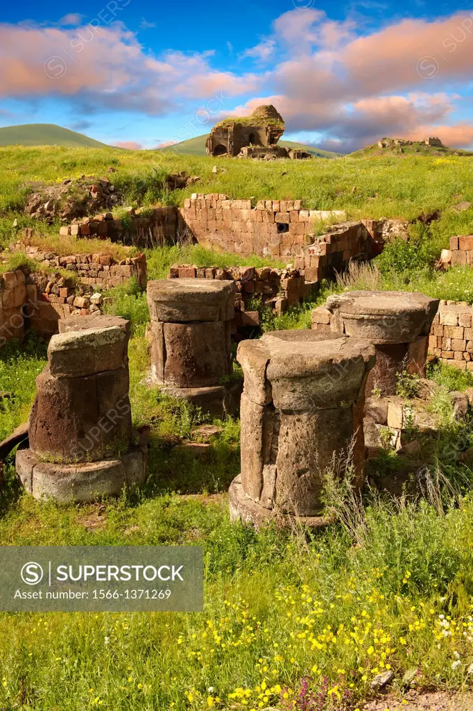 Ruins of a Zoroastrian Fire Temple at Ani archaelogical site on the Ancient Silk Road , Kars , Anatolia, Turkey.