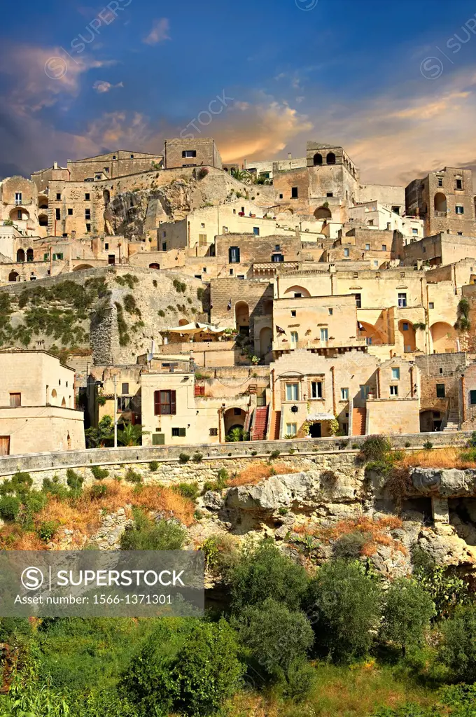 The ancient cave dwellings, known as Sassi, in Matera, Southern Italy. A UNESCO World Heritage Site.