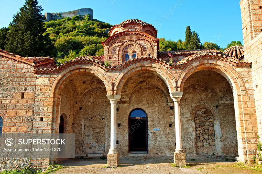 The ruins of the Byzantine Church of St Sophia in the Monastery of Christ The Giver Of Life built by Manuel Kantakouzenos in the late 1300's. Mystras ...