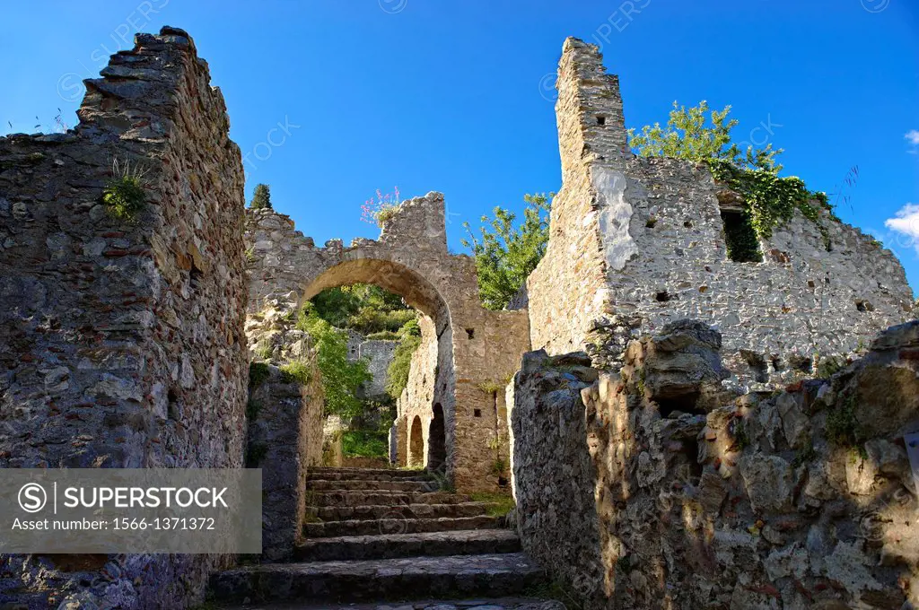 Mystras established in 1205 after the conquest of Constantinople during the Fourth Crusade by Prince William II Villehardouin & capital of the Byzanti...