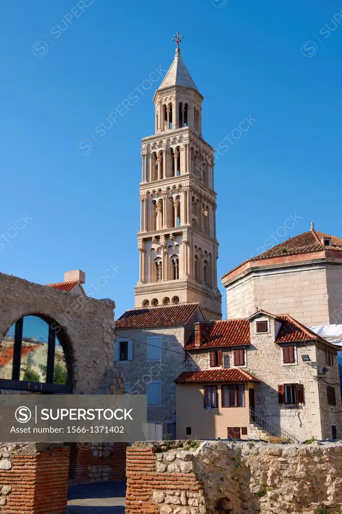 Bell tower of the Cathedral of St Doimus dedicated to the Virgin mary, originally built onto the octagonal 4th cent AD mausoleum of Roman Emperor Dioc...