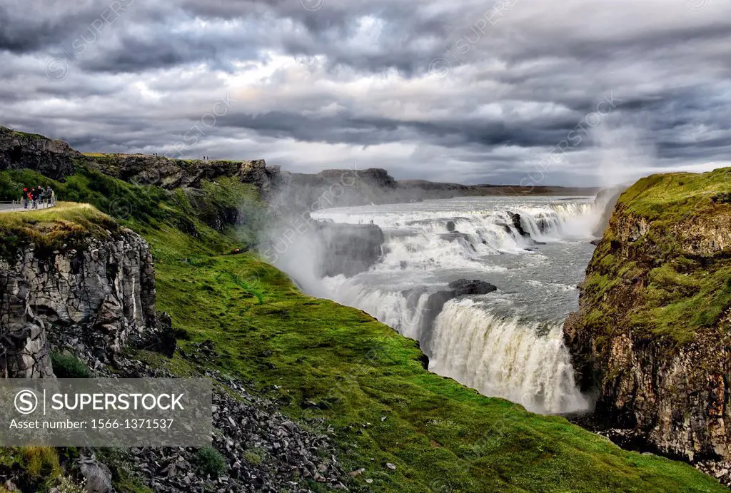 Gullfoss Waterfall, Hvita river, Haukadalur, Southern Iceland, Iceland, Arctic regions