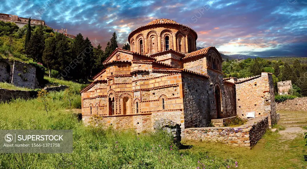 The exterior of the Byzantine Church of St Theodoroi Church. Mystras , Sparta, the Peloponnese, Greece. A UNESCO World Heritage Site.