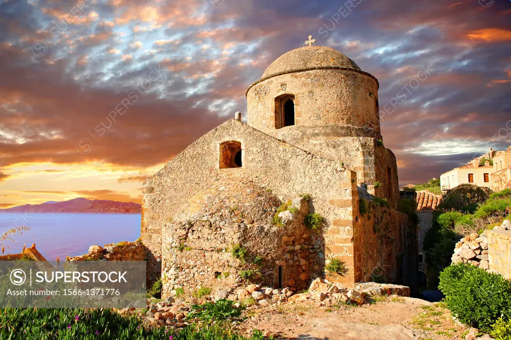 Medieval Byzantine Orthodox church of Monemvasia Island, Greece