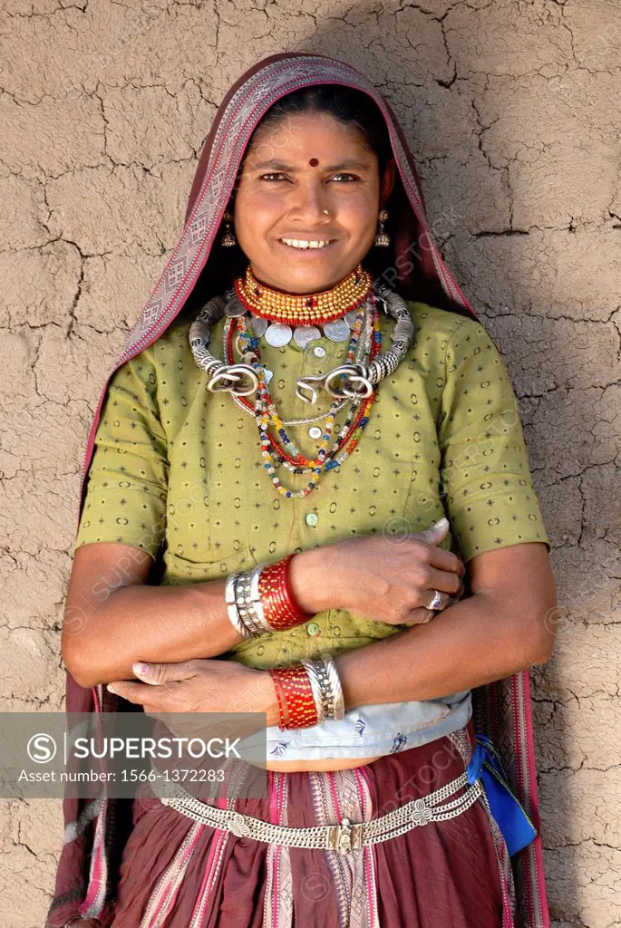 Portrait of a Bareli tribe woman, Madhya Pradesh, India.