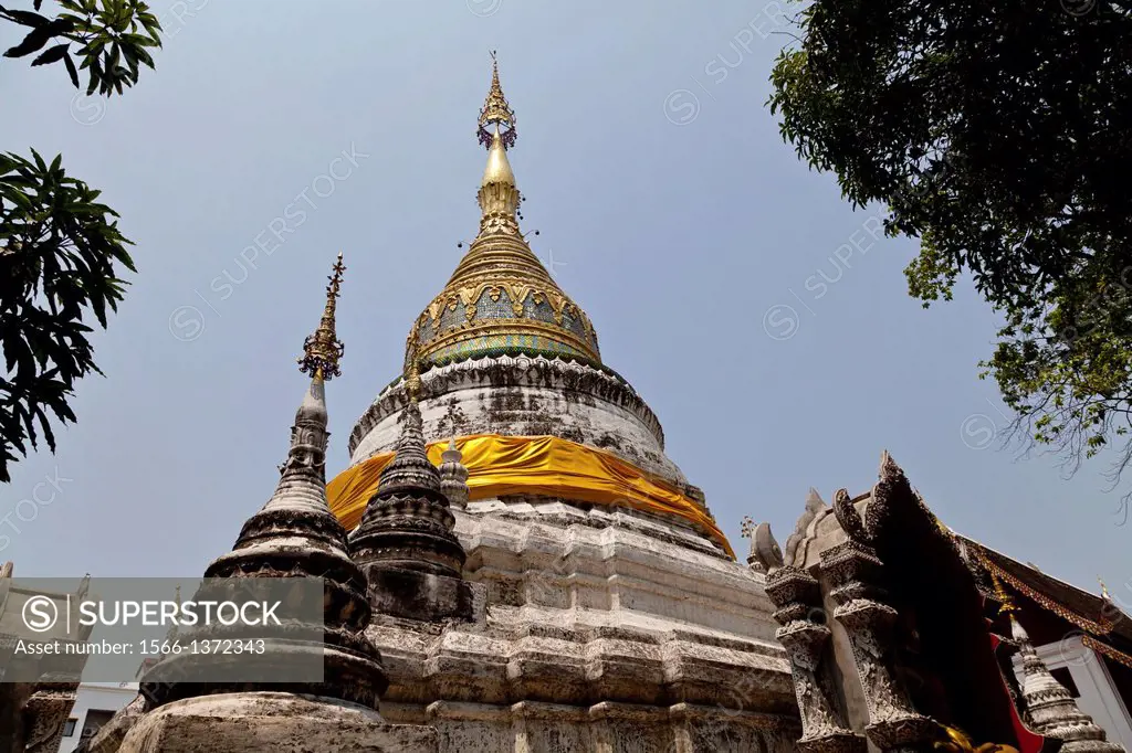 Chedi of the buddhist Temple Wat Buppharam in Chiang Mai, Thailand.