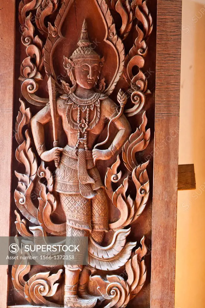 Wall Ornaments of the Temple Wat Phra Singh in Chiang Mai, Thailand.
