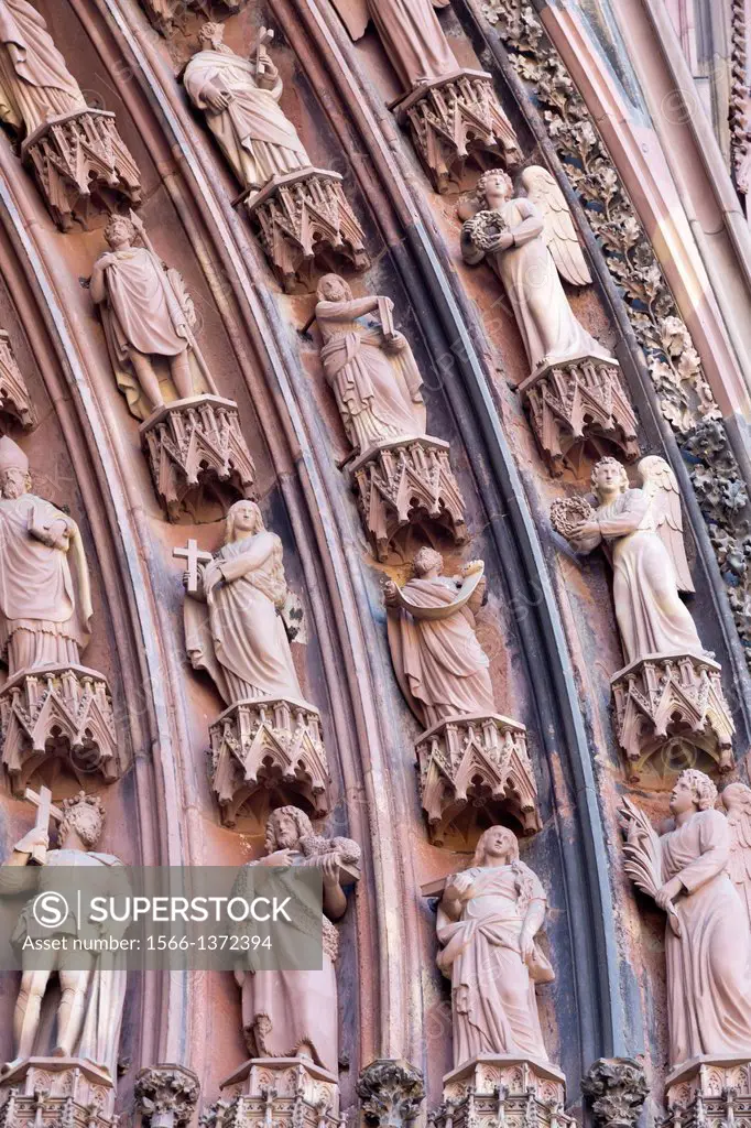 Sculptures on the West Portal of the Cathedral in Strasbourg, France
