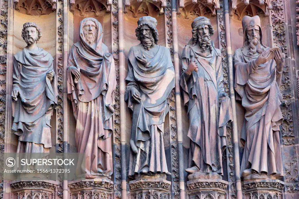 Sculptures on the West Portal of the Cathedral in Strasbourg, France