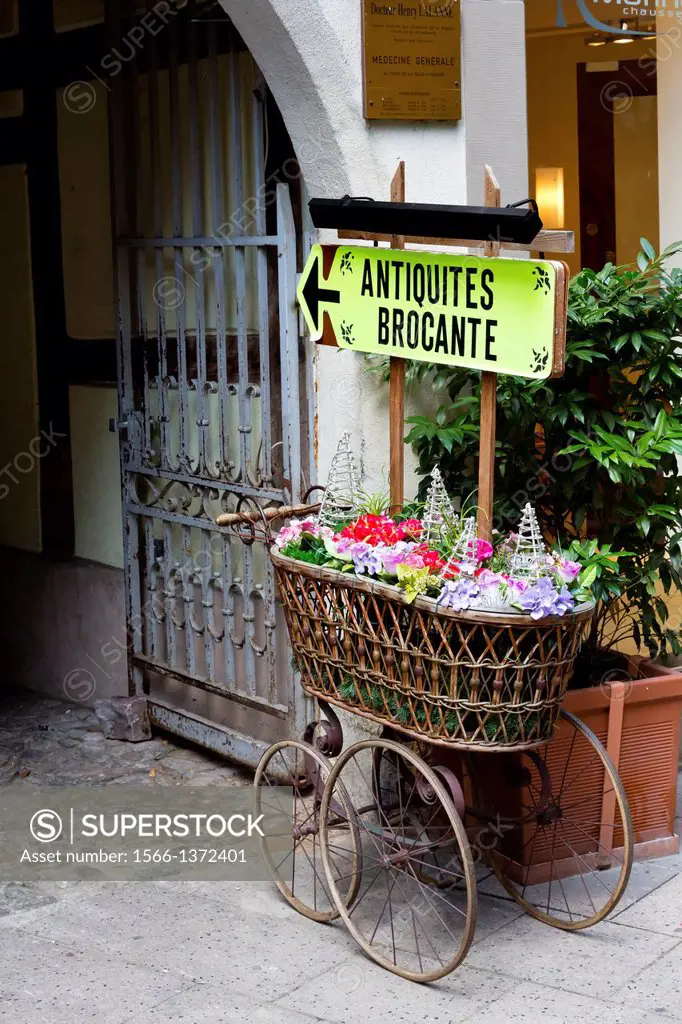 Flower Basket in the old Town of Strasbourg, France
