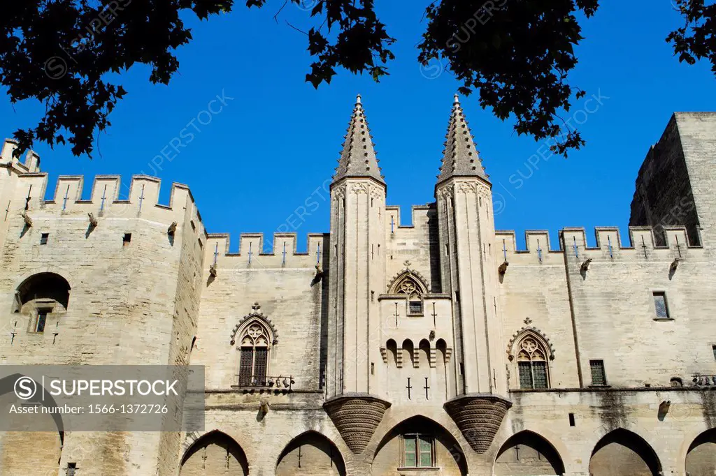 Papal Palace (Palais des Papes) in Avignon city. Provenza-Alpes-Cotes d'Azur region, Vaucluse department. France.