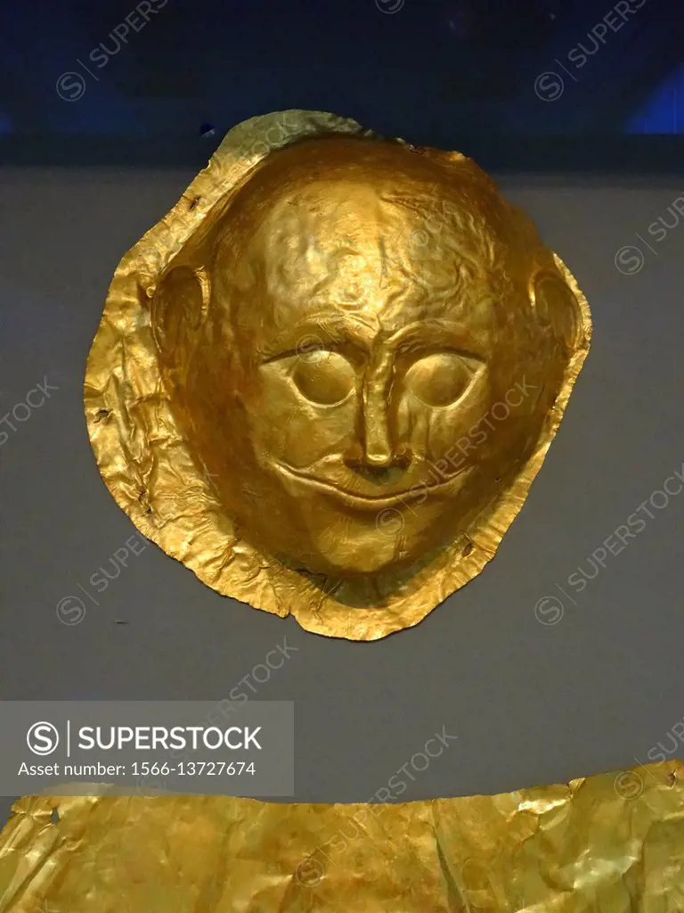 Gold Mycenaean Death Mask, National Archaeological Museum, Athens, Greece.
