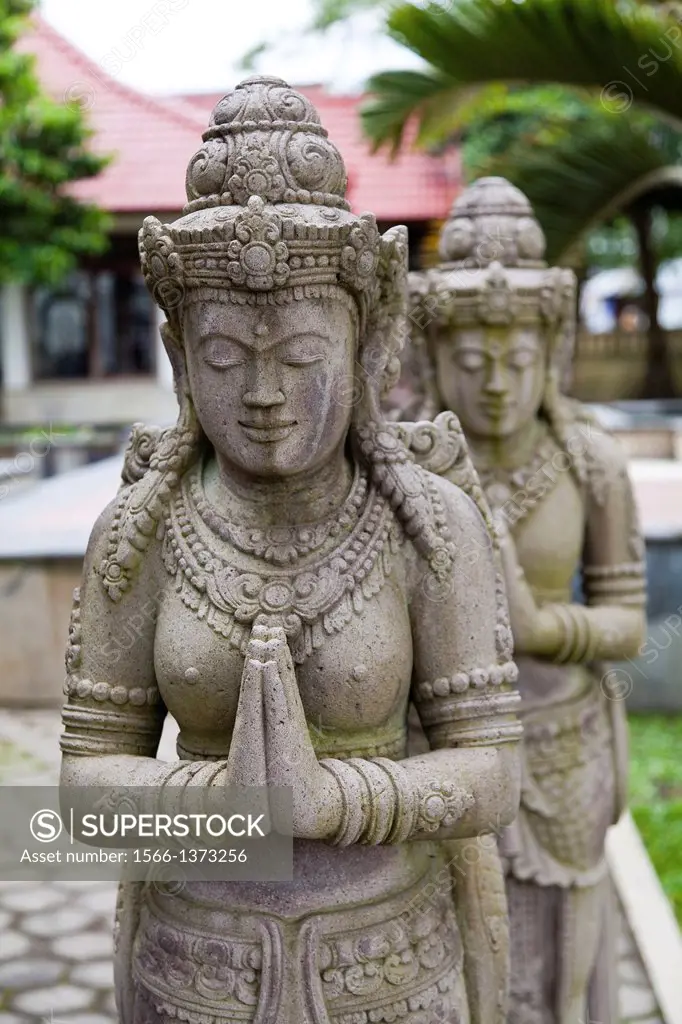 Statues in the Mendut Buddhist Monastery in Indonesia