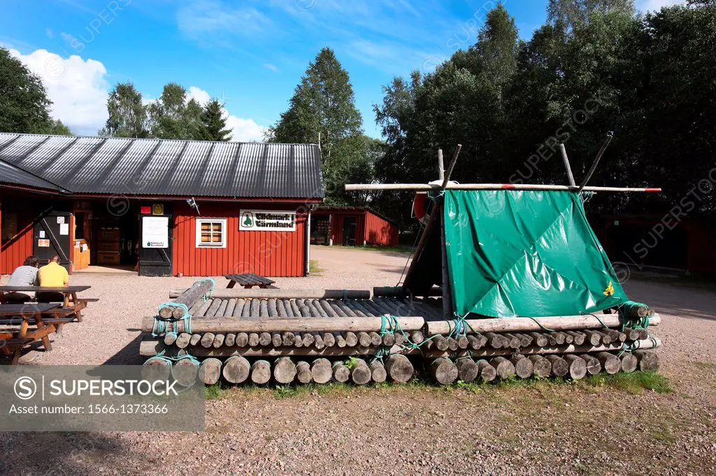 Timber rafting center at Klar Alven. Varmland, Sweden.