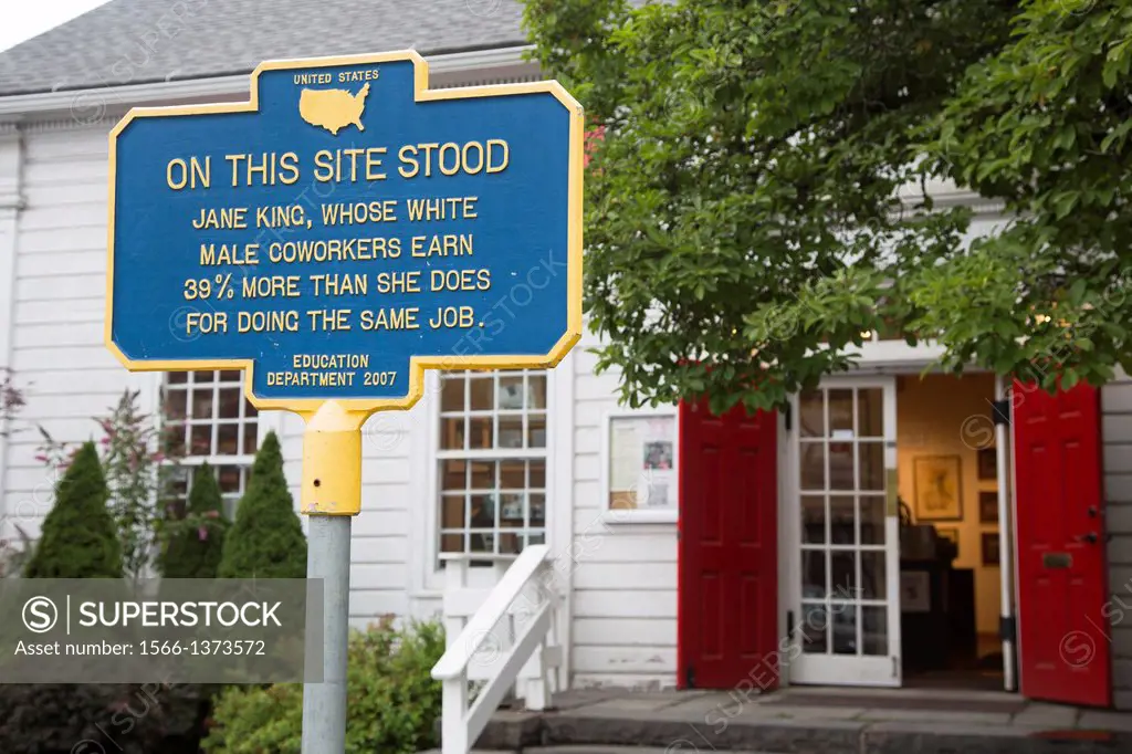 Woodstock, New York - One of a series of unofficial historical markers erected by artist Norm Magnusson to make a contemporary political point.