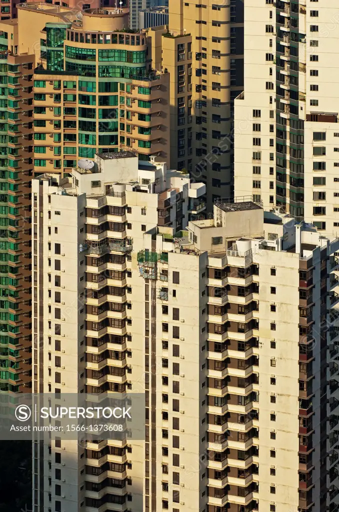 High-rising residential buildings in Central District, Hong Kong Island, Hong Kong.