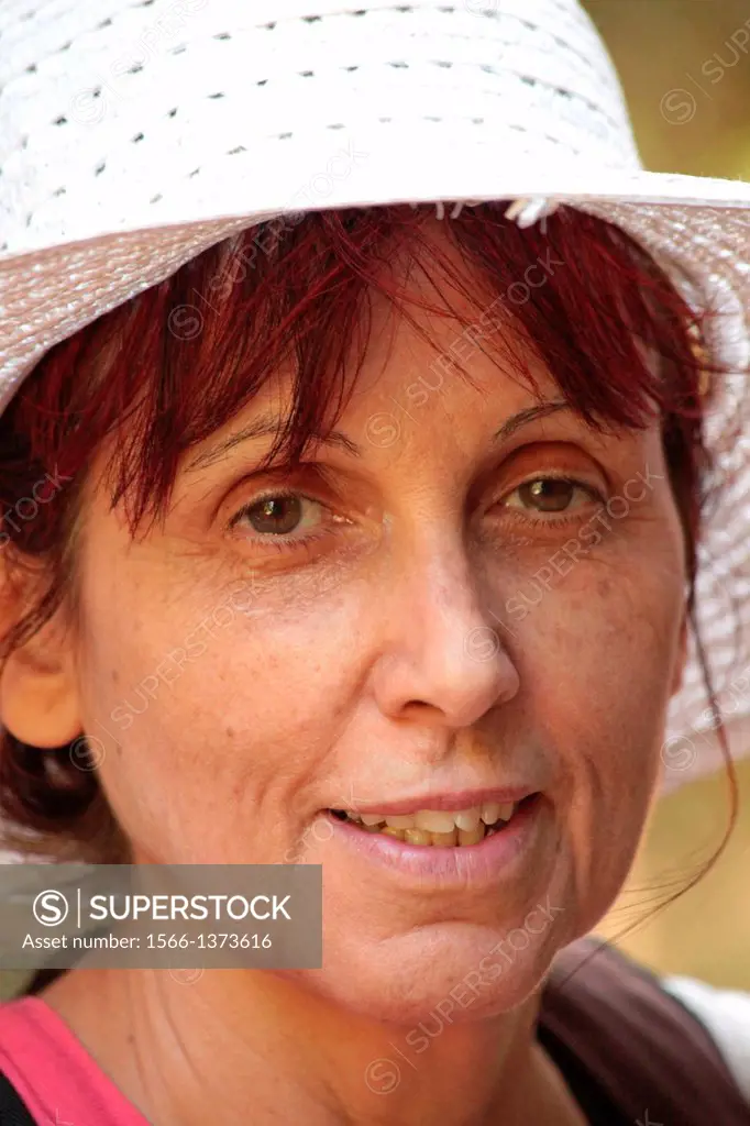 closeup face portrait of a spanish adult woman