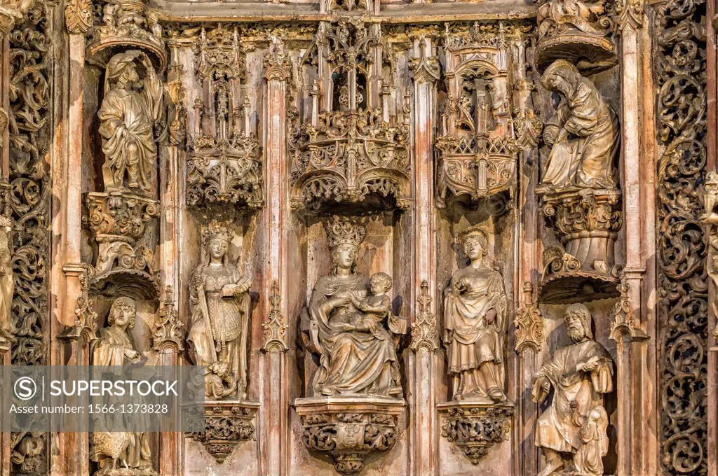 Wooden sculptures, Santa Cruz Monastery, Coimbra old city, Beira Province, Portugal, Unesco World Heritage Site.