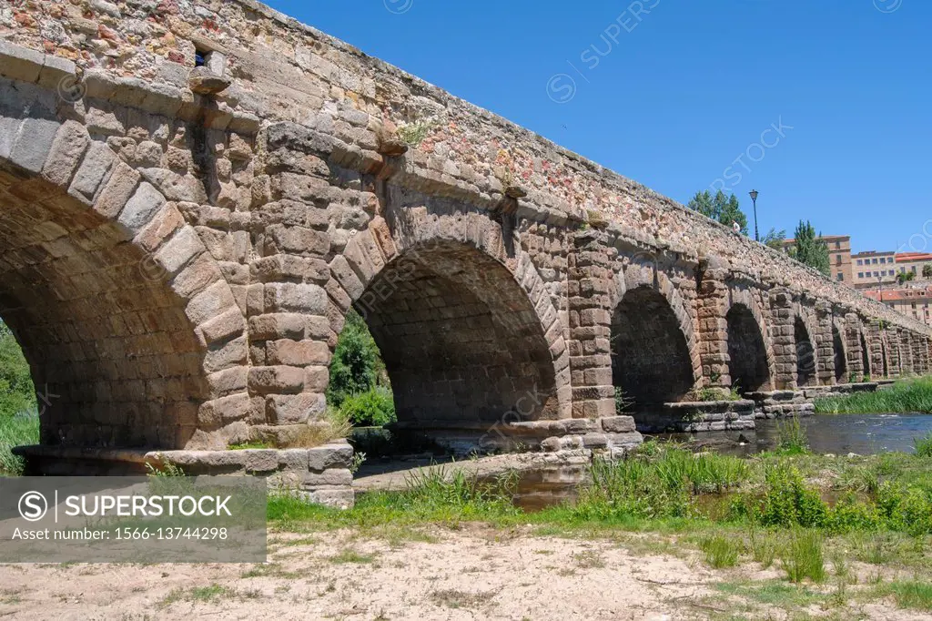 Salamanca, Puente Romano, Roman Bridge, Ith century BC to Ith century, Paseo Rector Esberabe, UNESCO World Heritage, Castilla y Leon, Spain.