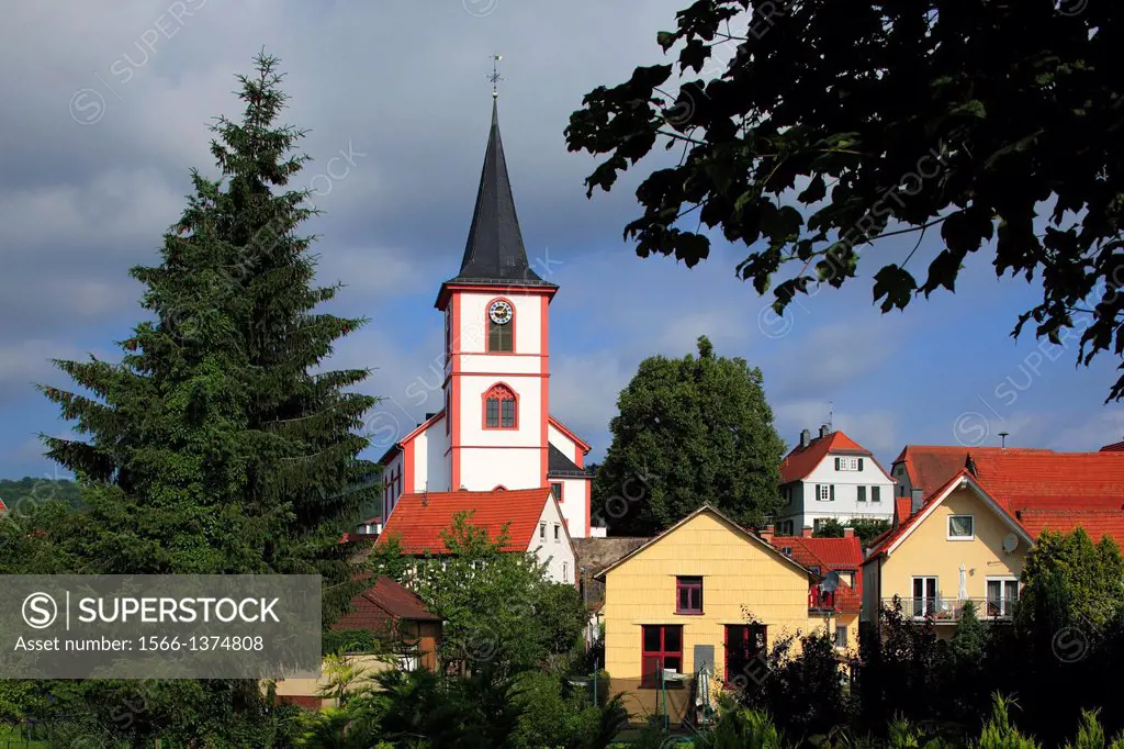 Germany, Reichelsheim (Odenwald), Odenwald, Hesse, Michael Church, evangelic church.
