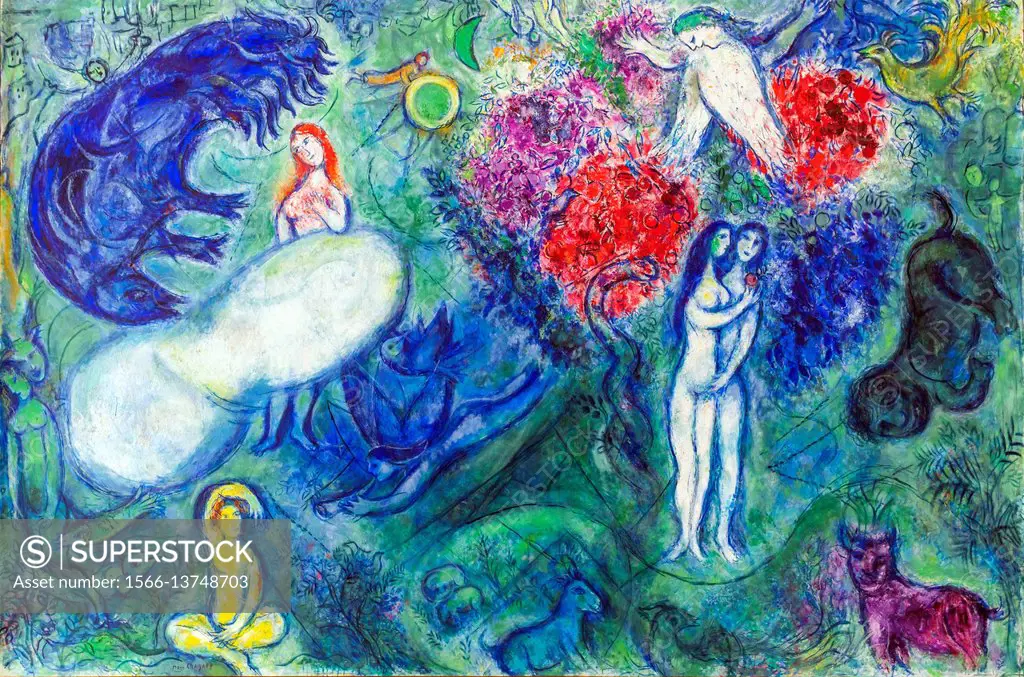 Adam and Eve, Musee Marc Chagall (National Museum Marc Chagall Biblical Message), Nice, Alpes Maritimes departement, France.