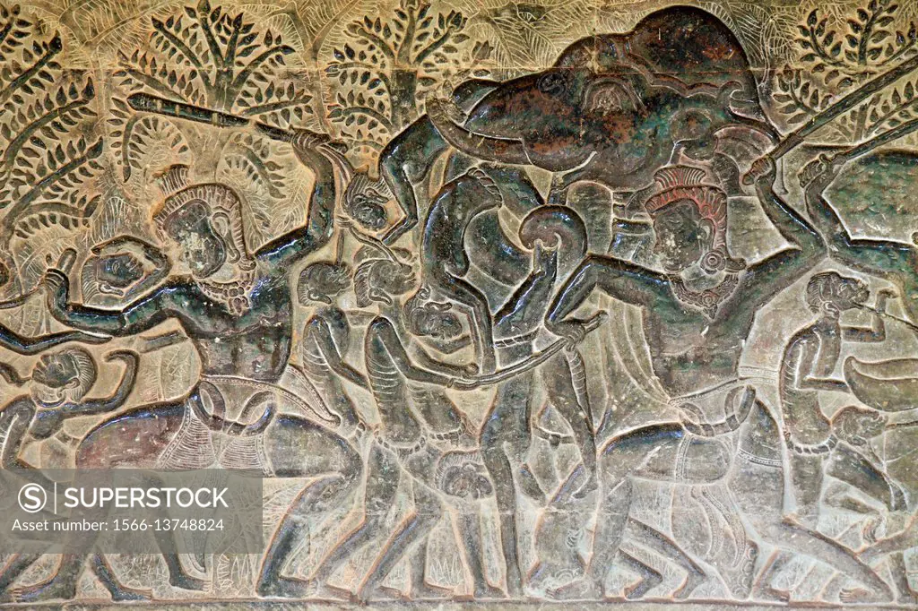 Cambodia, Angkor, Angkor Wat, bas-relief,.