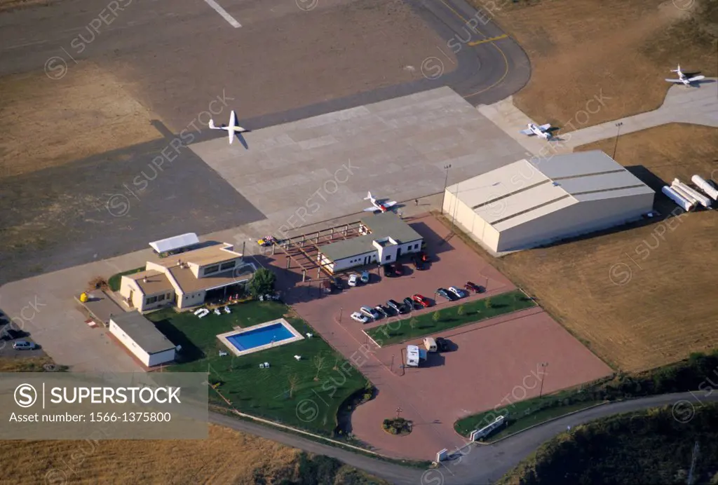 Aerial view of aerodrome of Santa Cilia de Jaca, Aragon, Spain.